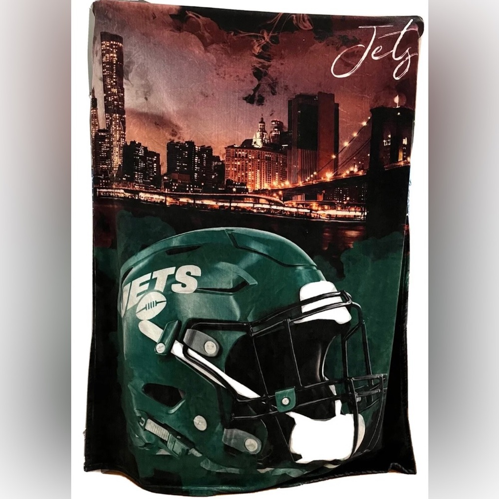 New York Jets Football Blanket 60” X 80" NFL Fleece New City Lights Northwest